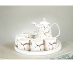 TM89 Putih Perlengkapan Minum Teh Livia dengan motif Marmer